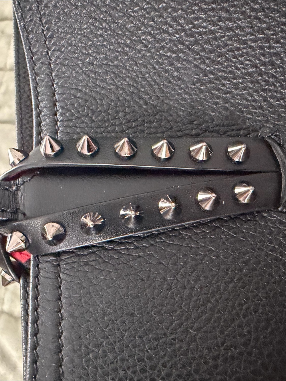 Black and Red Christian Louboutin Studded Tote Bag - Picture 7 of 9
